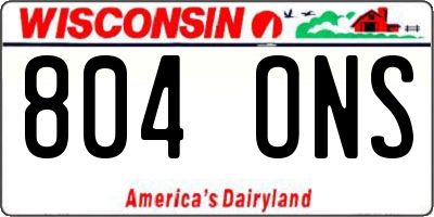 WI license plate 804ONS
