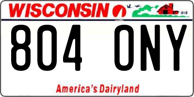 WI license plate 804ONY