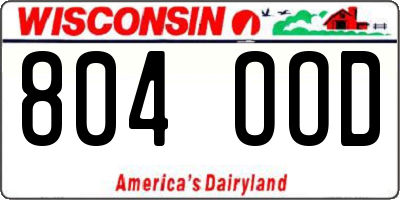 WI license plate 804OOD
