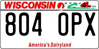 WI license plate 804OPX