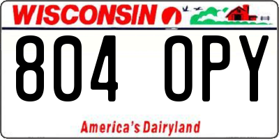 WI license plate 804OPY