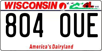 WI license plate 804OUE