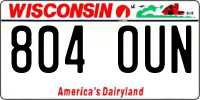 WI license plate 804OUN