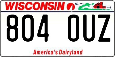 WI license plate 804OUZ