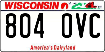 WI license plate 804OVC