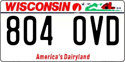 WI license plate 804OVD