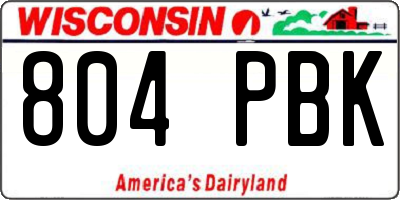 WI license plate 804PBK