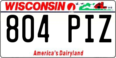 WI license plate 804PIZ