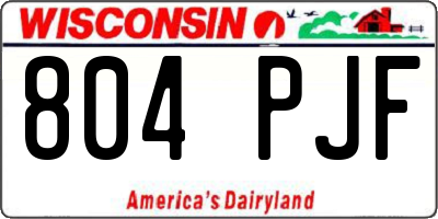 WI license plate 804PJF