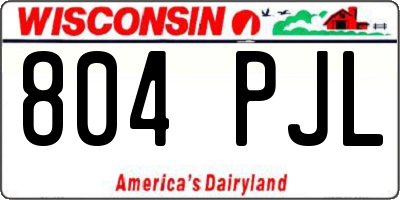 WI license plate 804PJL