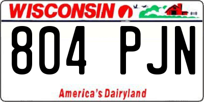 WI license plate 804PJN