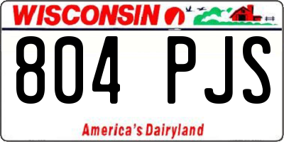 WI license plate 804PJS