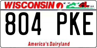 WI license plate 804PKE