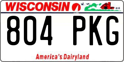 WI license plate 804PKG