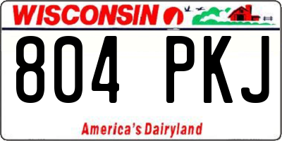 WI license plate 804PKJ