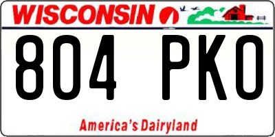 WI license plate 804PKO
