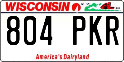 WI license plate 804PKR