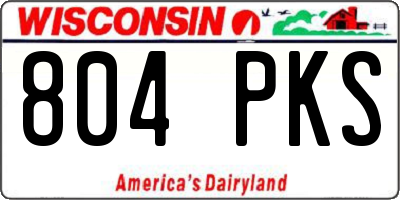 WI license plate 804PKS