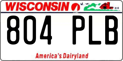 WI license plate 804PLB