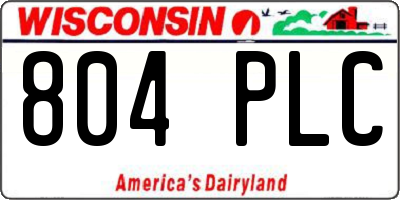 WI license plate 804PLC