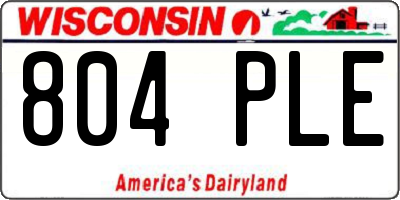 WI license plate 804PLE