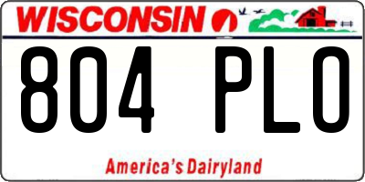 WI license plate 804PLO