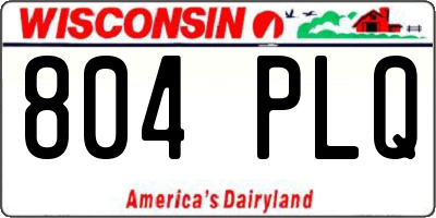 WI license plate 804PLQ