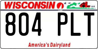 WI license plate 804PLT