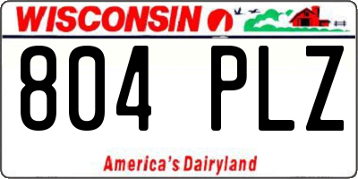 WI license plate 804PLZ
