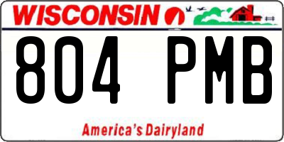WI license plate 804PMB