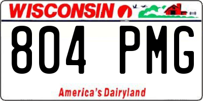 WI license plate 804PMG