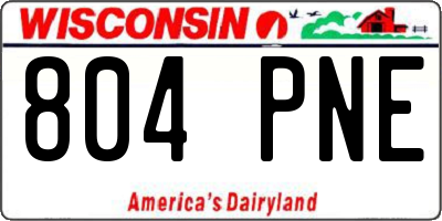 WI license plate 804PNE