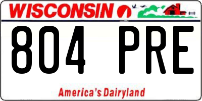 WI license plate 804PRE