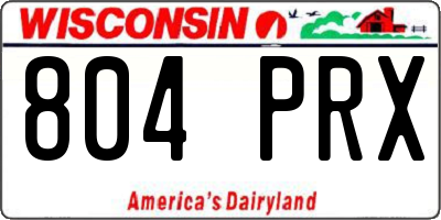WI license plate 804PRX