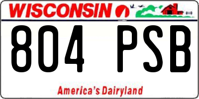 WI license plate 804PSB