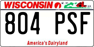 WI license plate 804PSF