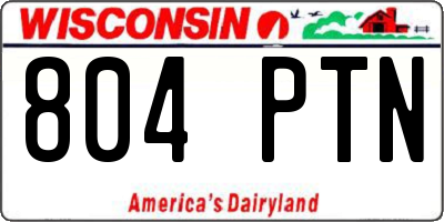 WI license plate 804PTN