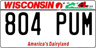 WI license plate 804PUM