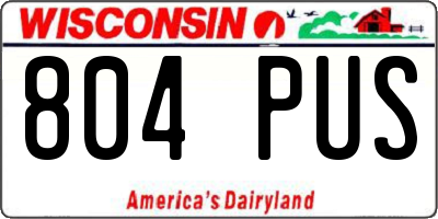 WI license plate 804PUS