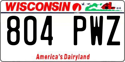 WI license plate 804PWZ