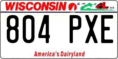 WI license plate 804PXE