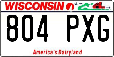 WI license plate 804PXG