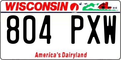 WI license plate 804PXW