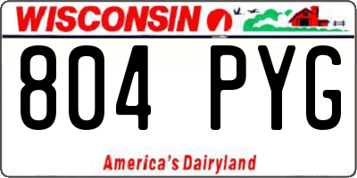 WI license plate 804PYG