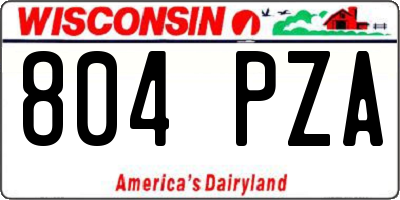 WI license plate 804PZA