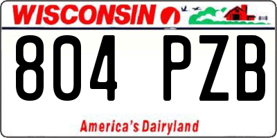 WI license plate 804PZB
