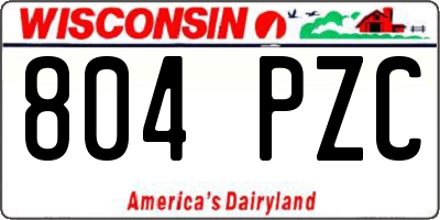 WI license plate 804PZC