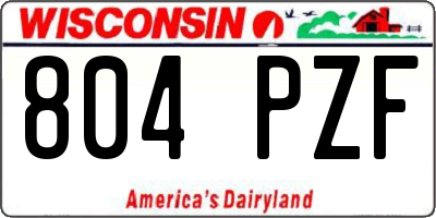 WI license plate 804PZF