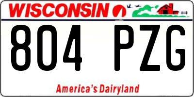 WI license plate 804PZG