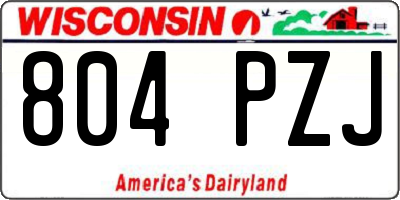WI license plate 804PZJ